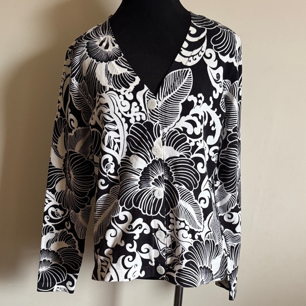 Talbots Floral Cardigan Sweater